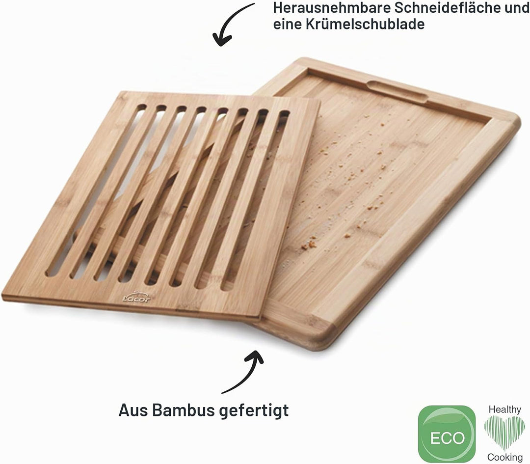 Lacor 60487 Brot Schneidebrett Bambu, Holz, braun, 40 x 30 x 2 cm