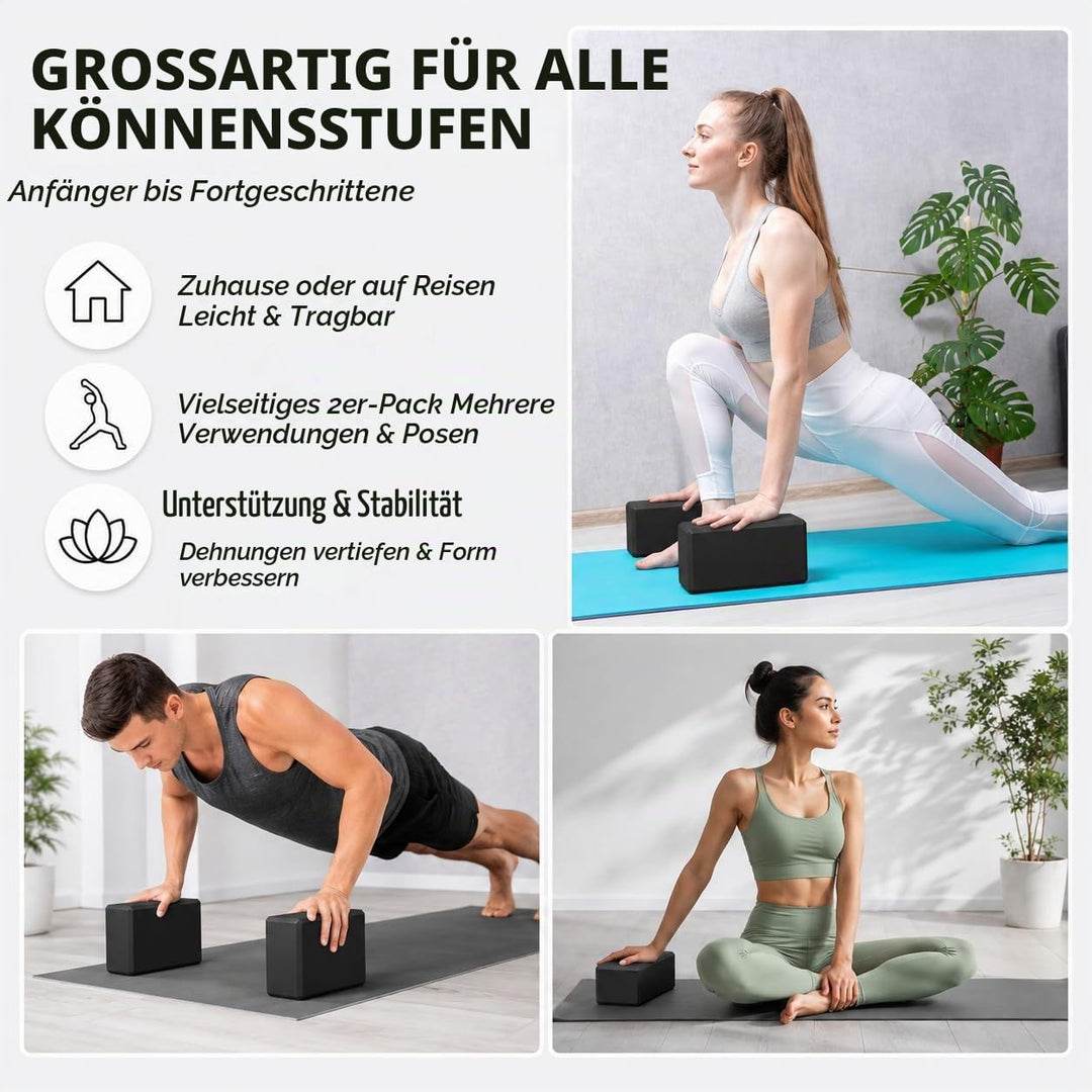 EXERZ Yoga-Blöcke, 2 Stück, Gymnastikblöcke, Übung, Workout, Fitness, Pilates, Stretch, Handstand, r