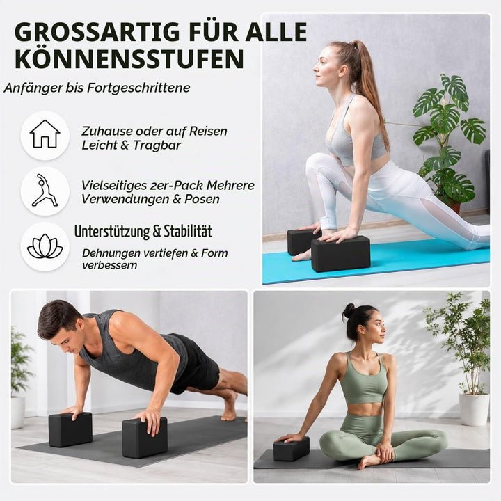 EXERZ Yoga-Blöcke, 2 Stück, Gymnastikblöcke, Übung, Workout, Fitness, Pilates, Stretch, Handstand, r