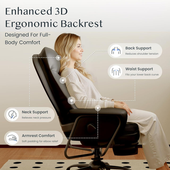 FLEXISPOT Luno Chefsessel Ergonomischer Bürostuhl mit Fussstütze | 160° Liegefunktion, Katzenkratzfe