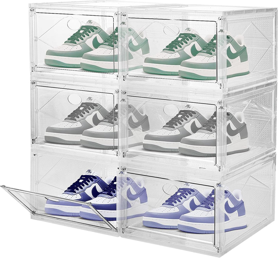 Transparente Schuhboxen – Stapelbare Schuhkartons mit Schubladen Platzsparende Schuhaufbewahrung für