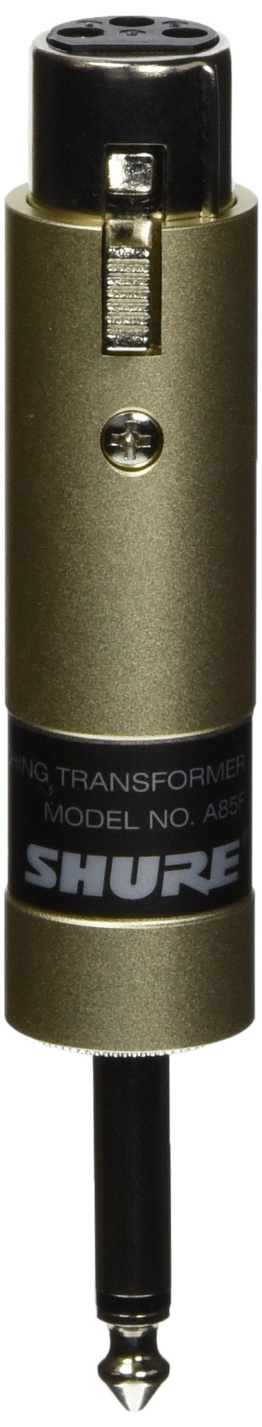 Shure A85F Mikrofonüberträger Low Z Buchse XLR auf High Z 1/4 Zoll Telefonstecker Einzelbett, Low Z