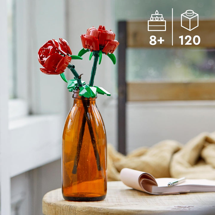 LEGO Icons Rosenstrauss, künstliche Blumen als Zimmer-Deko & Creator Rosen, künstliche Blumen-Set, k