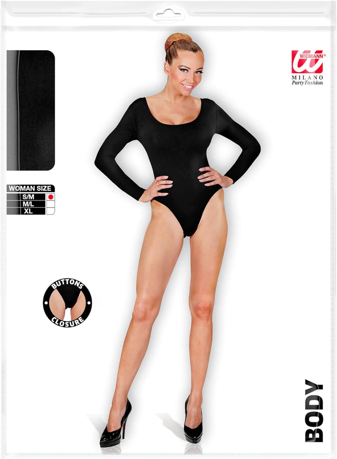 WIDMANN - Long Sleeve Bodysuit for Adult Woman, Carnival, Dancers, Butterflies, Clowns, Theme Partie