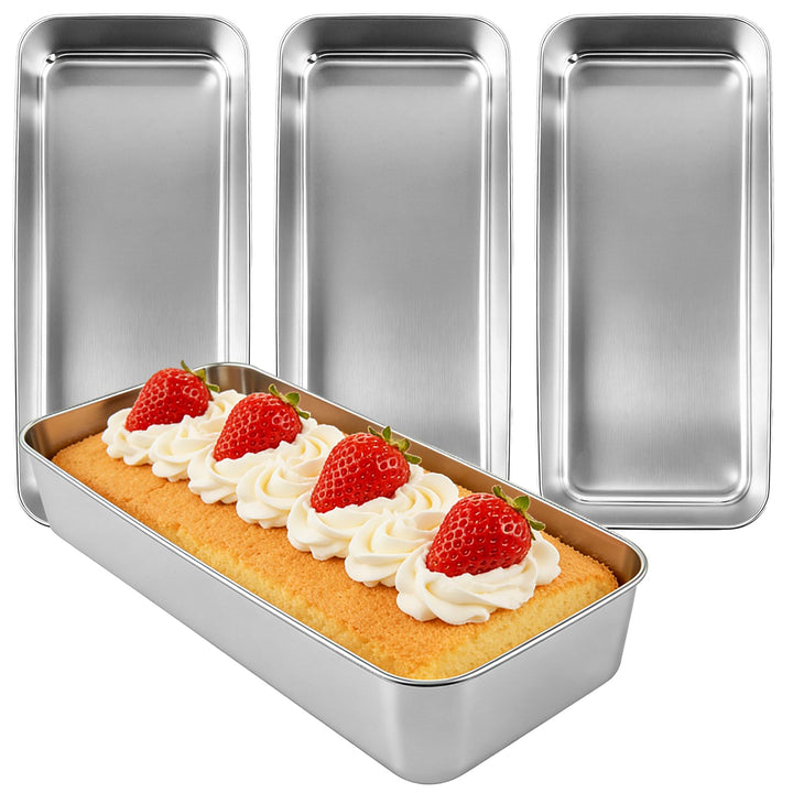 4 Stück Edelstahl Brotbackform, 33x15x6.7cm Brotbackform Kasten, Backform Rechteckig, Backformen, Ka