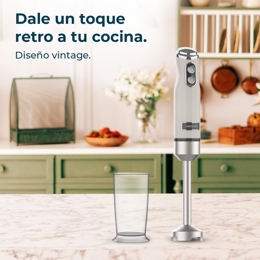Cecotec Handmixer Retro Power RetroBeige 1200MAX. 1200W Maximale Leistung, 4-Klingen-Messer mit schw