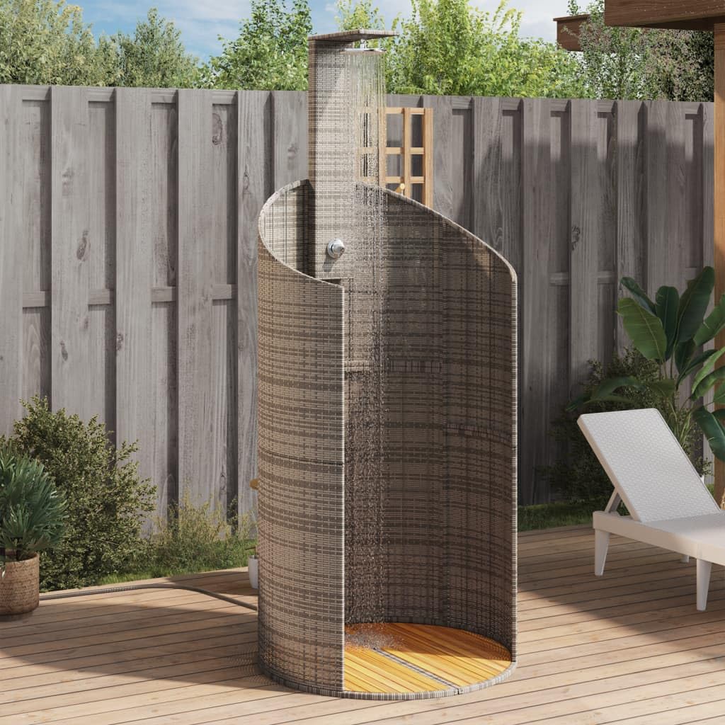 HUAKEHOM Gartendusche Outdoor Dusche mit Lattenboden Stahlrahmen Terrassendusche für Pool Schwimmbad