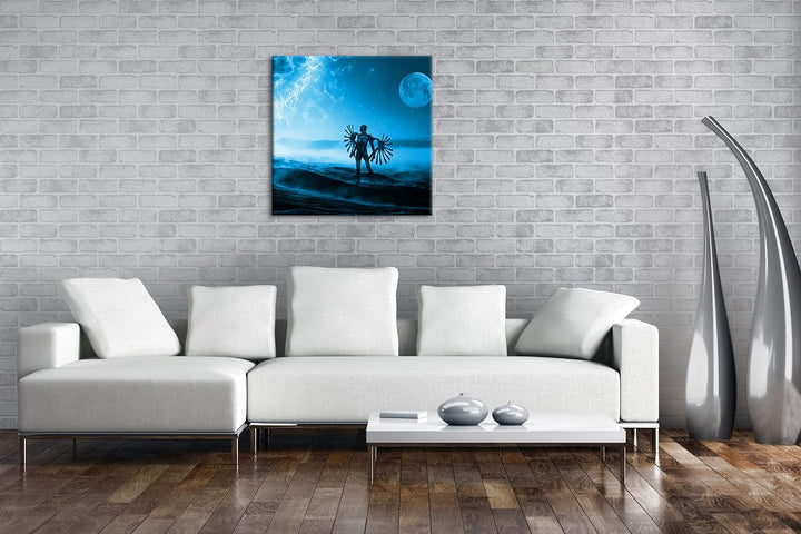 deyoli fantasievolle Science-Fiction Welt Format: 60x60 Effekt: Monocrome Blau als Leinwand, Motiv f