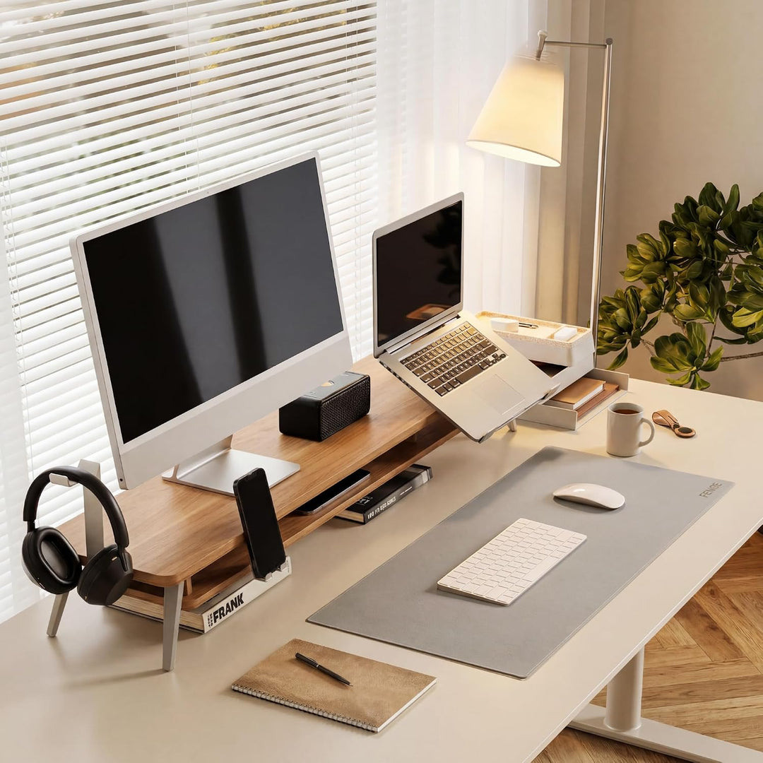 Fenge Monitorständer, 108cm, Monitor Stand, für Laptop PC TV, Dunkle Eiche, Dunkle Eiche