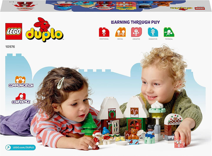 LEGO 10976 DUPLO Lebkuchenhaus mit Weihnachtsmann Figur, Weihnachtshaus-Spielzeug, Geschenk für Klei