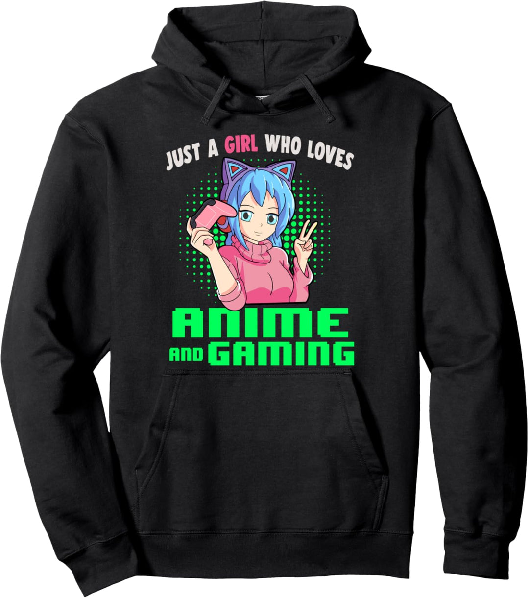 Nur ein Mädchen, das Anime und Gaming Women Gamer Girl liebt Pullover Hoodie