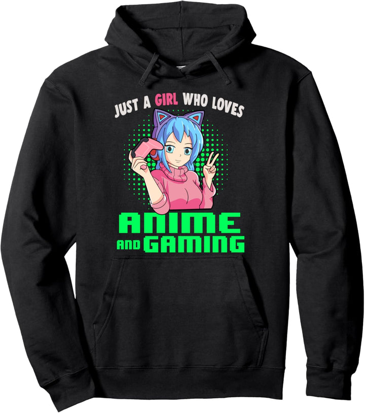 Nur ein Mädchen, das Anime und Gaming Women Gamer Girl liebt Pullover Hoodie