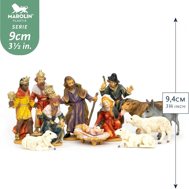 Marolin Krippenfiguren Set 12 Figuren, zu 9cm Fig. (Kunststoff)