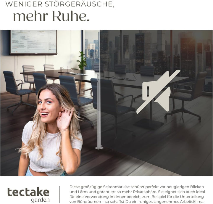 tectake blickdichte Aluminium Seitenmarkise, Wind- und Sichtschutz für Balkon, Garten und Terrasse,