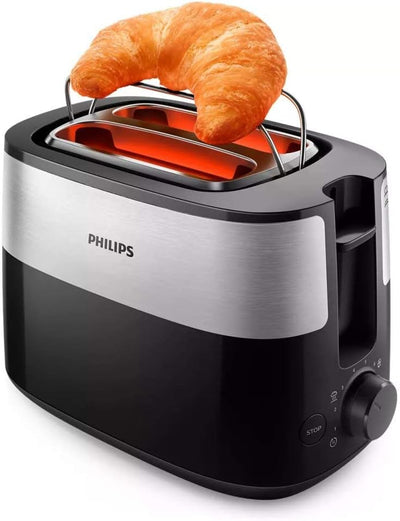 Philips Toaster – 2 Toastschlitze, 8 Stufen, Brötchenaufsatz, Auftaufunktion, Abschaltautomatik, sch