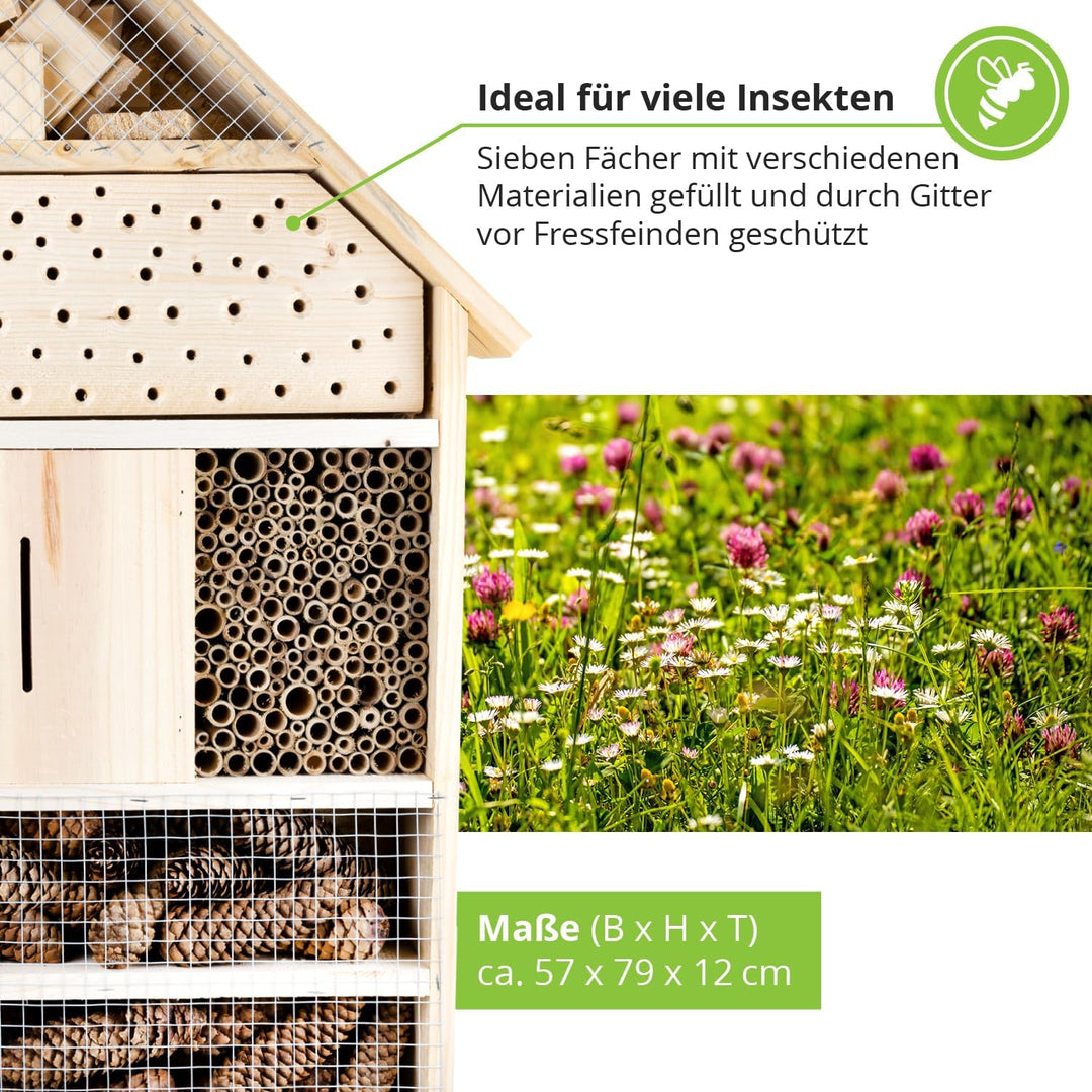 GARTENETAGE Insektenhotel XXL/Naturbelassenes, massives Insektenhaus & Bienenhotel/Insektenhotel zum