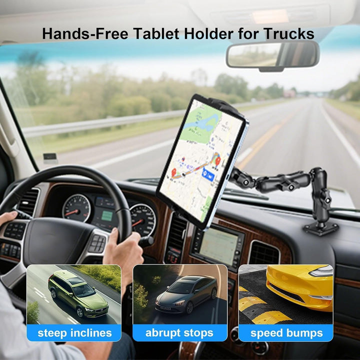 PLDHPRO Tablet Halterung Auto Bohrbasis, Tablethalterungen Auto für LKW Armaturenbrett, Wand & Schre