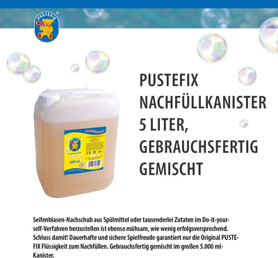 Pustefix 2050502 Nachfüllkanister I 5 l Seifenblasenflüssigkeit I Bunte Bubbles & 420869745 Seifenbl