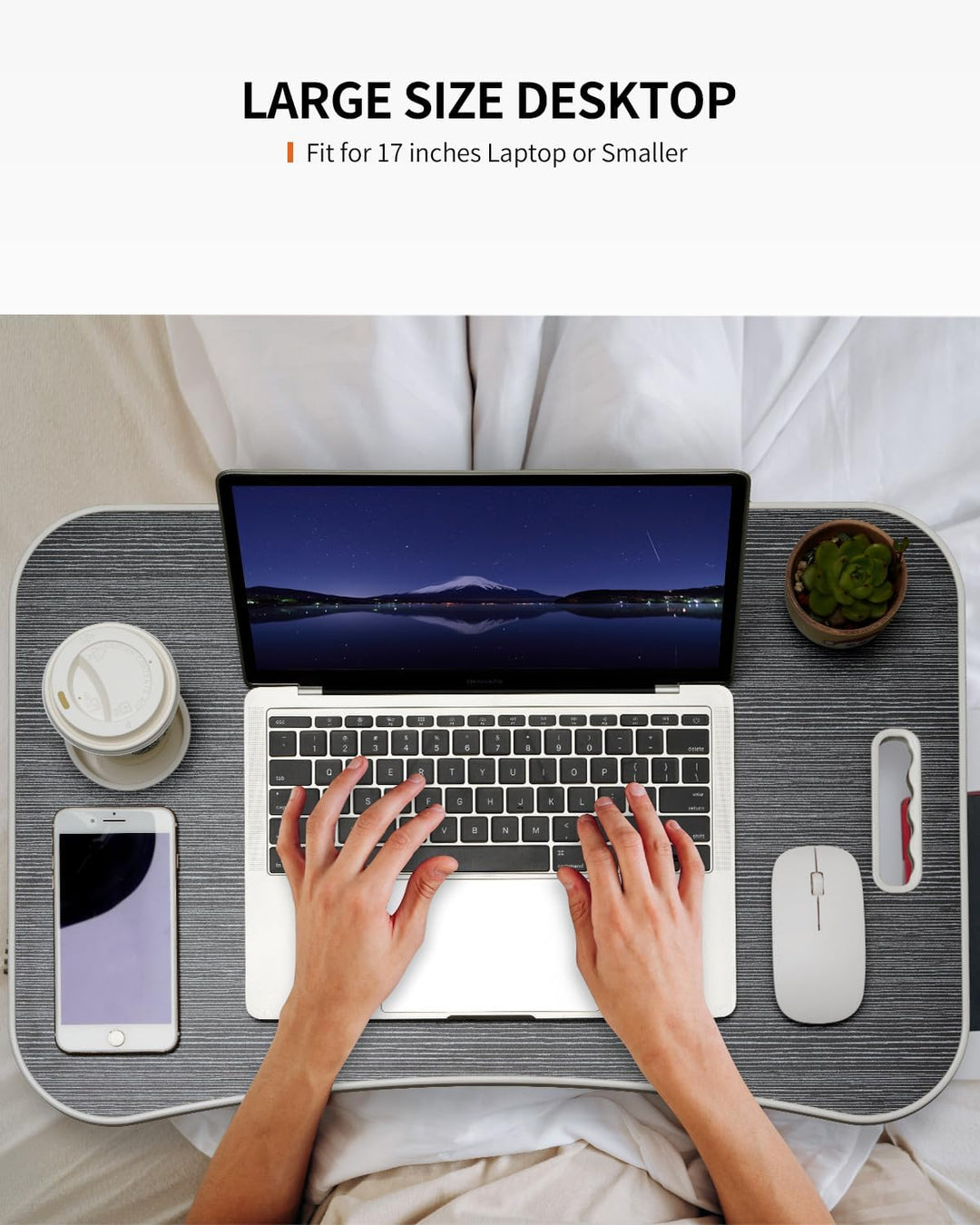 Faltbarer Laptoptisch, tragbarer Schossschreibtisch, Betttisch, Laptop-Ständer mit Getränkehalter &
