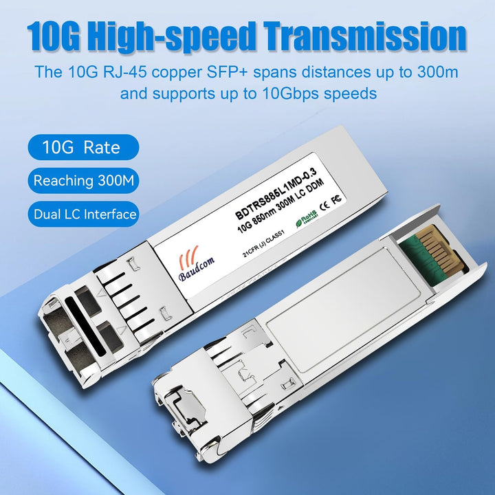 10Gb SFP SR Multimode 300 Meter LC bis 850 nm Modul, 10GBase-SR SFP+-Transceiver, kompatibel mit Cis