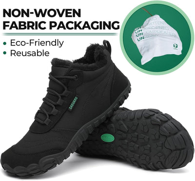 SAGUARO Winter Barfussschuhe Warm Gefüttert Winterschuhe für Damen Herren,EU Gr.36-48, Schwarz
