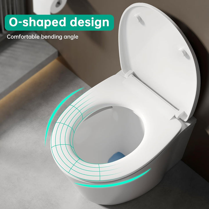 WC Sitz mit Absenkautomatik, Toilettendeckel Oval, Weiss Klobrille, Klodeckel Absenkautomatik, Toile