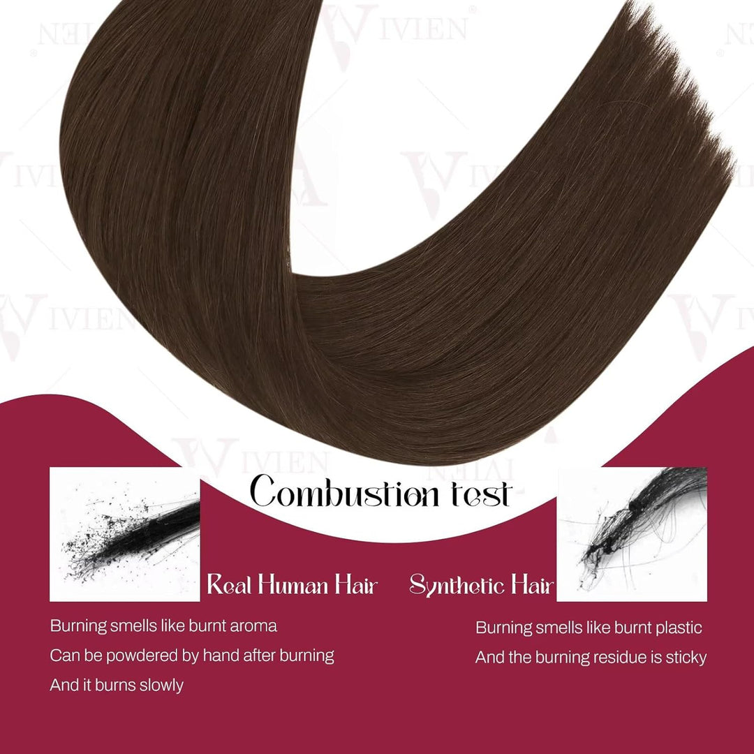 Vivien Invisible Microring Extensions Echthaar Braun 55 cm Echthaar Extensions Micro Loop Remy Braun