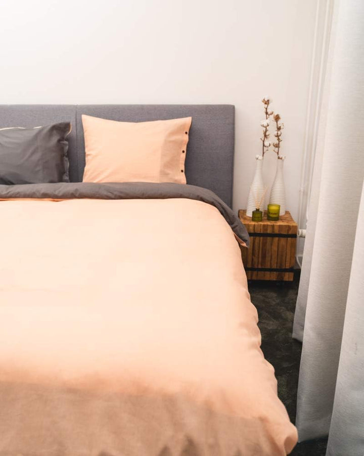 Kayori Shiiba Bettwäsche Baumwolle Bambus 135x200 Peach/Anthrazit 50% Bambus 50% Bio Baumwolle Weich