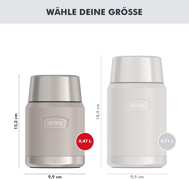 Thermos ICON Thermobehälter für Essen 0,47 l, 10 h heiss, sandstone mat | 24 h kalt, auslaufsicherer