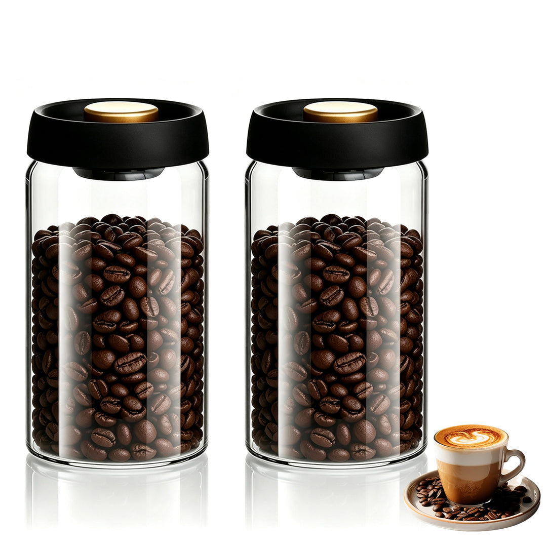 Kaffeebohnen Behälter, Kaffee Vakuumbehälter aus Glas, Kaffeedose Luftdicht | 2 Stück Kaffeedose für