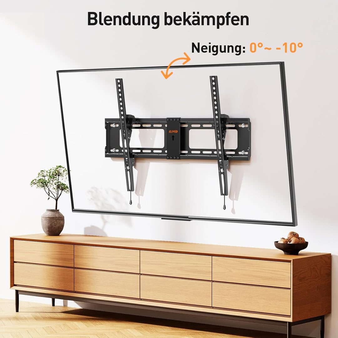 ELIVED Fernseher Wandhalterung Neigbar TV Wandhalterung für die meisten 37"-82" Flach & Curved LED,
