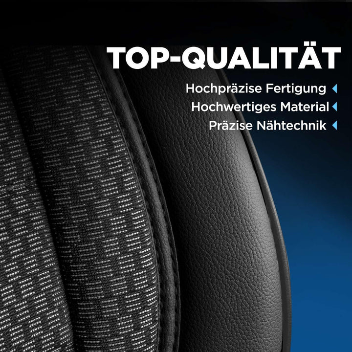 Autositzbezüge Universal für PKW & SUV – Premium Vordersitze Auto Sitzbezug aus Webstoff, Schwarz, A