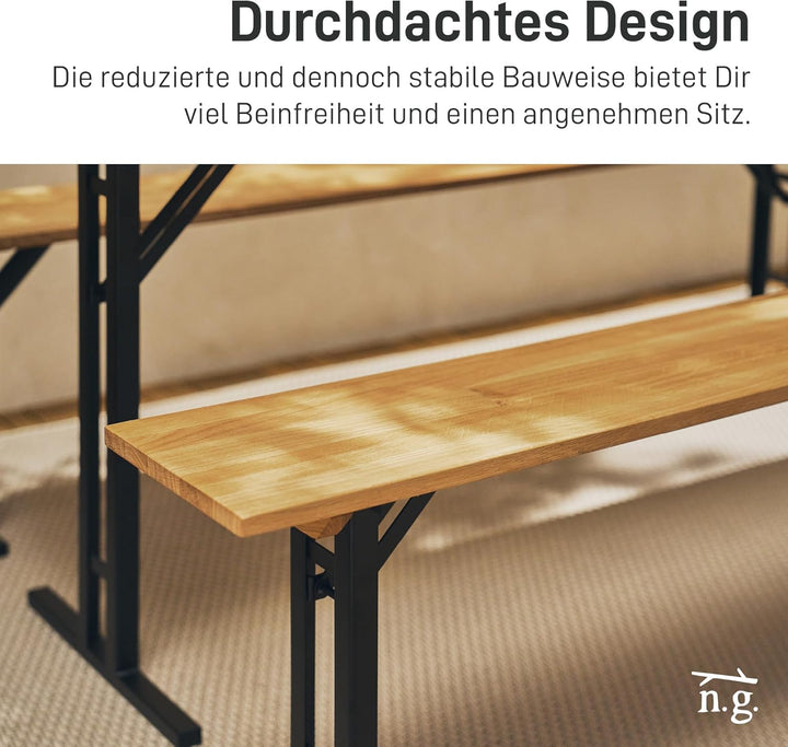 Natural Goods Berlin 2er Set I-Form Gestell für Bierzeltgarnitur (Schwarz, 70x42 cm) – Klappbare Met