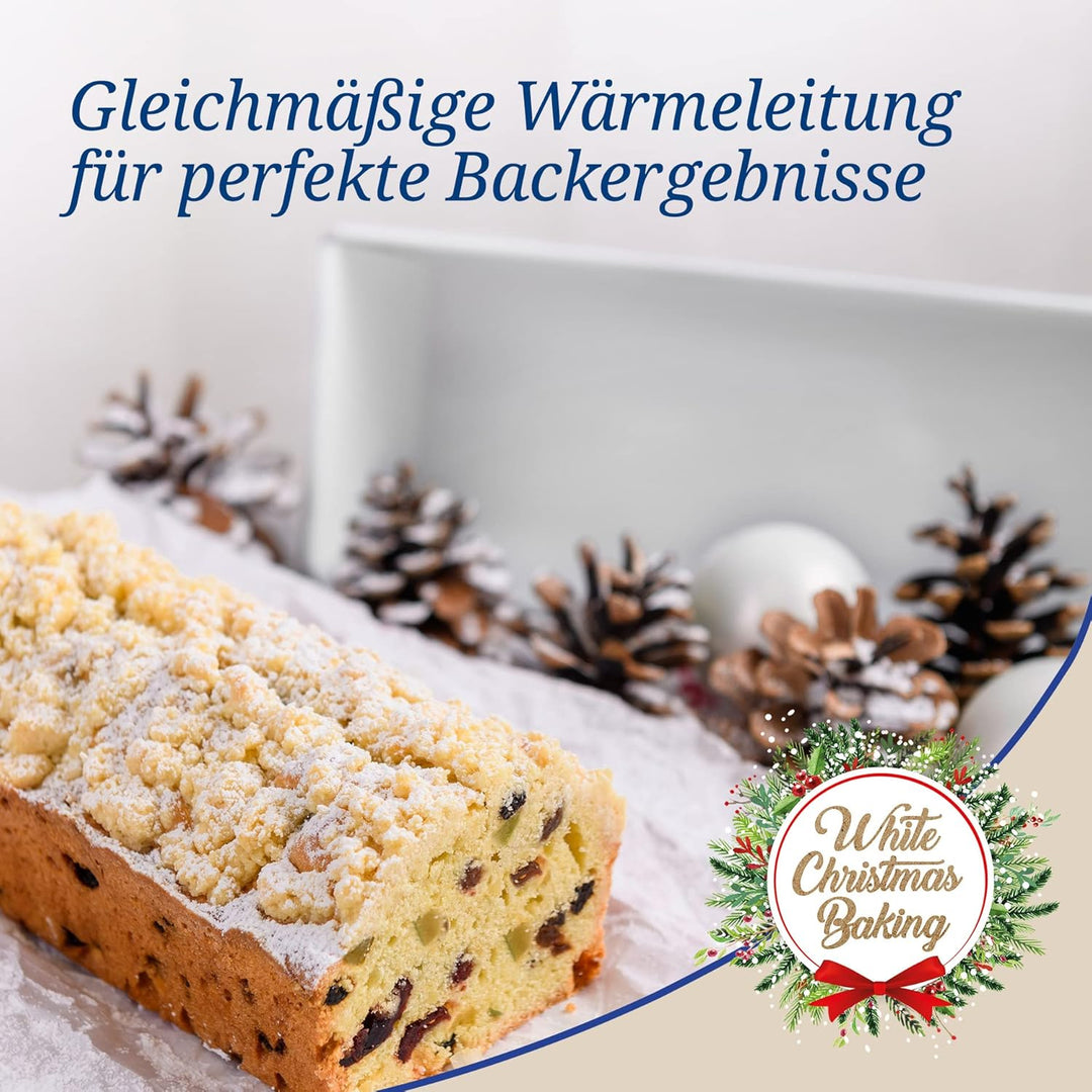 Dr. Oetker Kastenform für Brot und Kuchen – Backform White Christmas Baking – Kastenbackform mit Ant