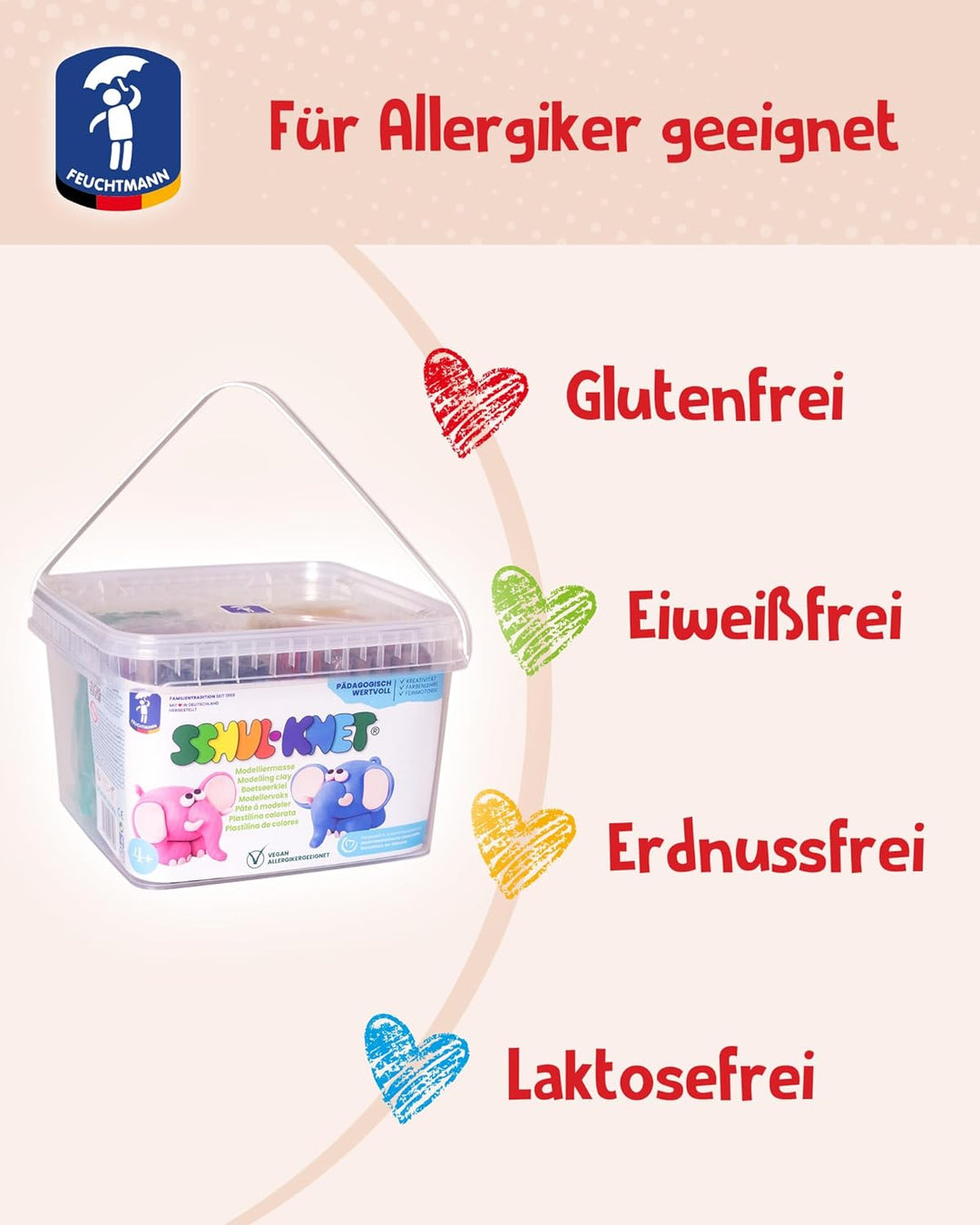 Feuchtmann SCHUL-KNET | EDU Bucket Knetset 14 x 140g Kinderknete in Stangen | vegane glutenfreie Spi