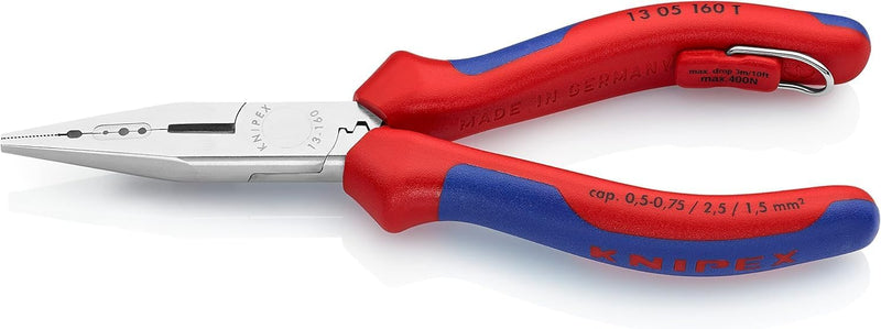 Knipex Verdrahtungszange verchromt, mit Mehrkomponenten-Hüllen, mit Befestigungsöse zum Anbringen ei