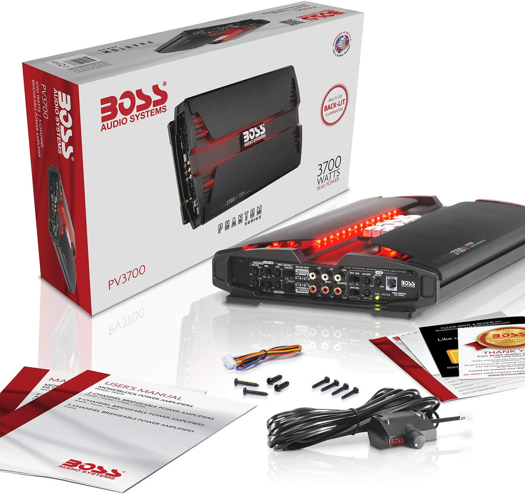Boss Audio PV3700 Boss PHANTOM 3700 Watts 5Channel Power Amplifier Remote Subwoofer Level Control 37