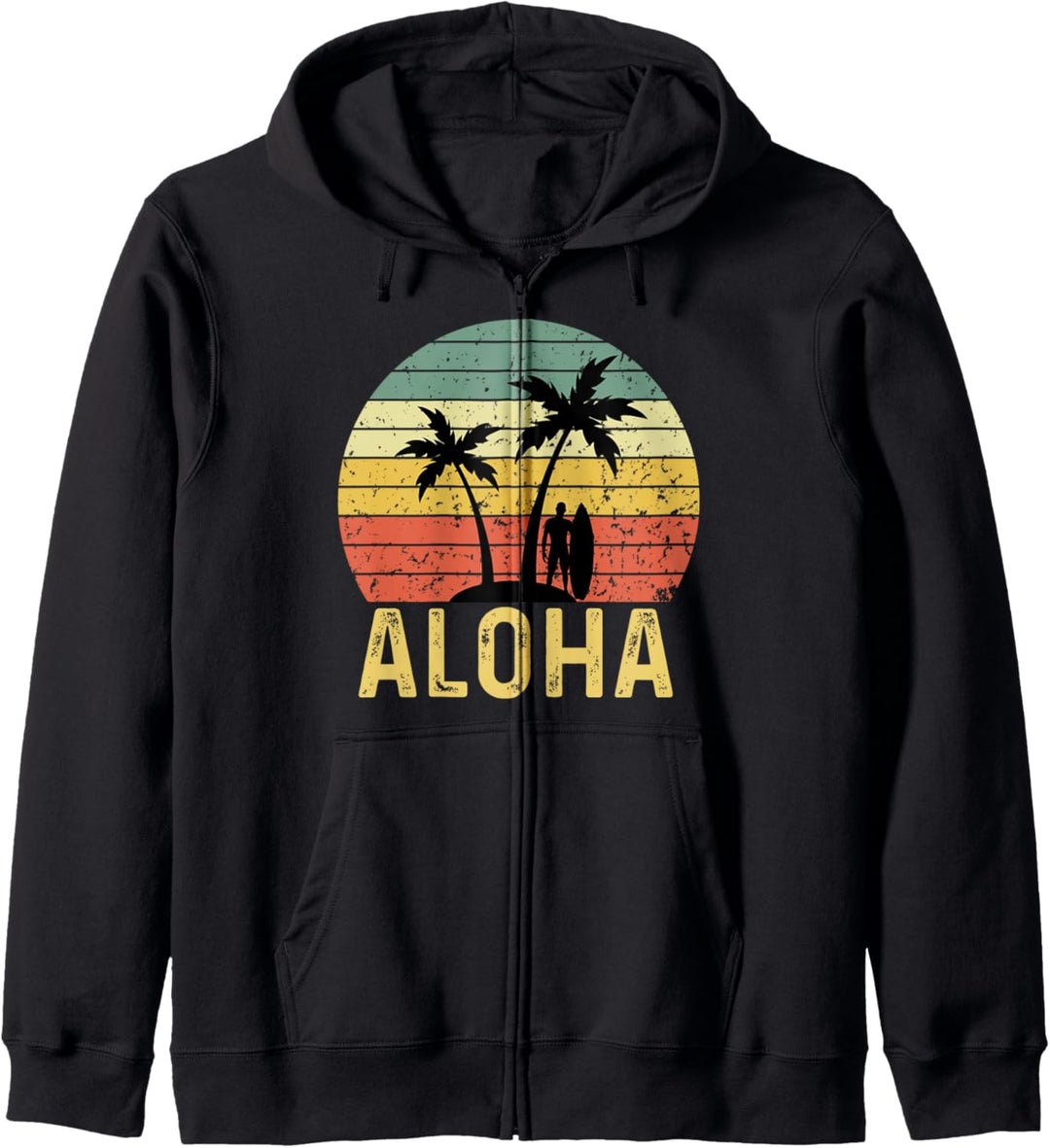 Aloha Hawaiian Island Hawaii Beach Surfing Surfer Retro Kapuzenjacke