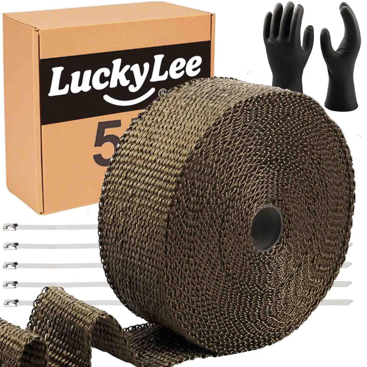 Titanium Exhaust Heat Wrap Roll für Motorräder Faserglas-Wärmeschutzband mit 5 Edelstahl-Bindern (T-