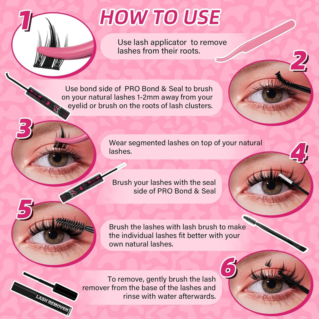 PRO Manga Lashes Cluster Wimpern Extensions Lash Extension Set DIY Wimpernverlängerung Kit Bindung u