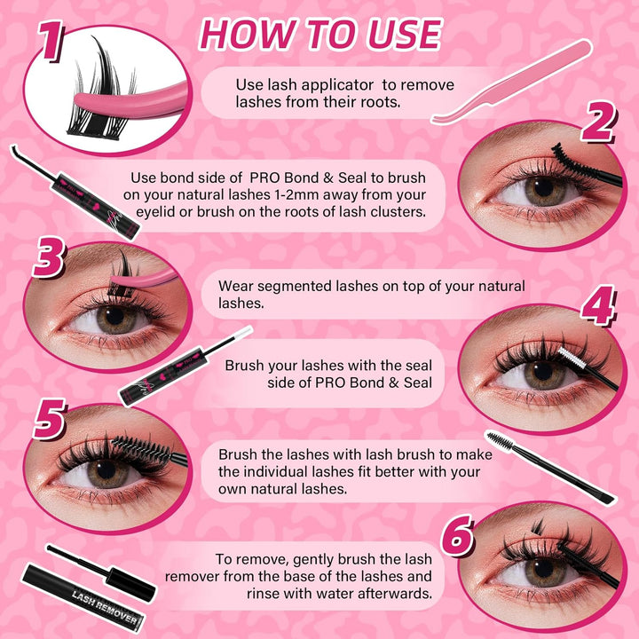 PRO Manga Lashes Cluster Wimpern Extensions Lash Extension Set DIY Wimpernverlängerung Kit Bindung u