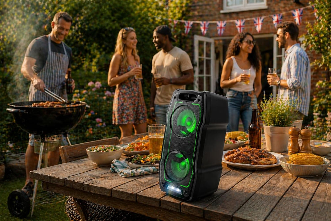 SHARP XParty Sing Party-Lautsprecher 180W – kraftvoller Bluetooth-Sound, LED-Lichter & 13 Std Akkula