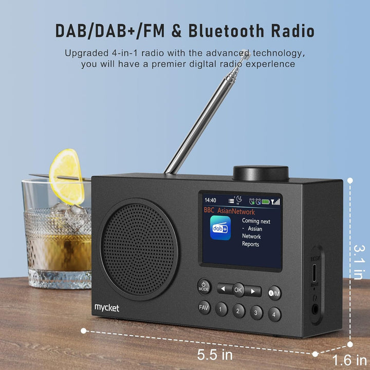 Mycket Tragbares DAB/DAB+ Radio, UKW Digital Radio mit 2025 Neuesten Signalempfängertechnologie, FM