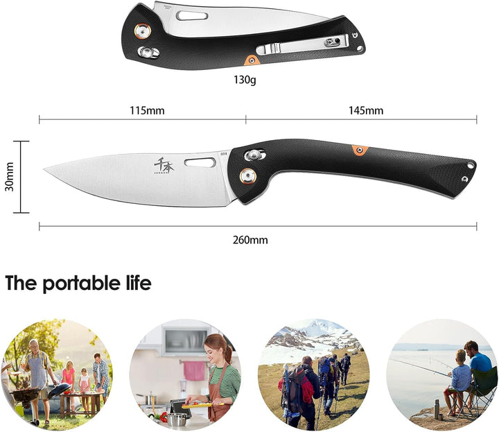 SENBON 440 Sharp Falten Universal Messer G10 Griff Obst Camping Outdoor Back Clip Tragbares Obst Mes