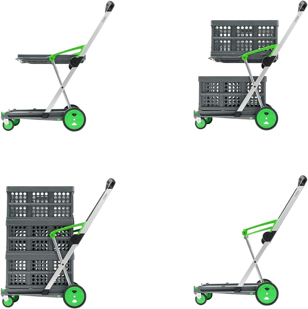 CLAX® Der Innovative Fahrwagen | Faltwagen | Claxmobil | Trolley | mit Klappbox | grün
