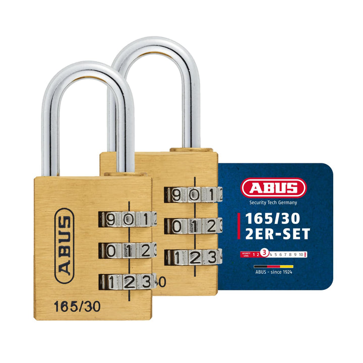 ABUS Zahlenschloss 165/30 - Vorhängeschloss aus Messing - mit individuell einstellbarem Zahlencode -