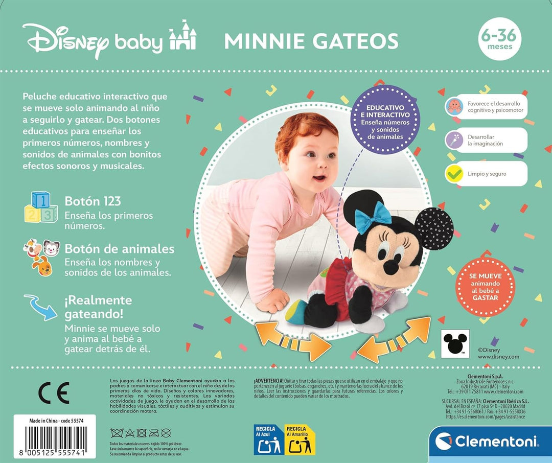 Clementoni - Baby Minnie Gateos - Interaktives Plüschtier für Babys, mit dem Sie Ihre ersten Schritt