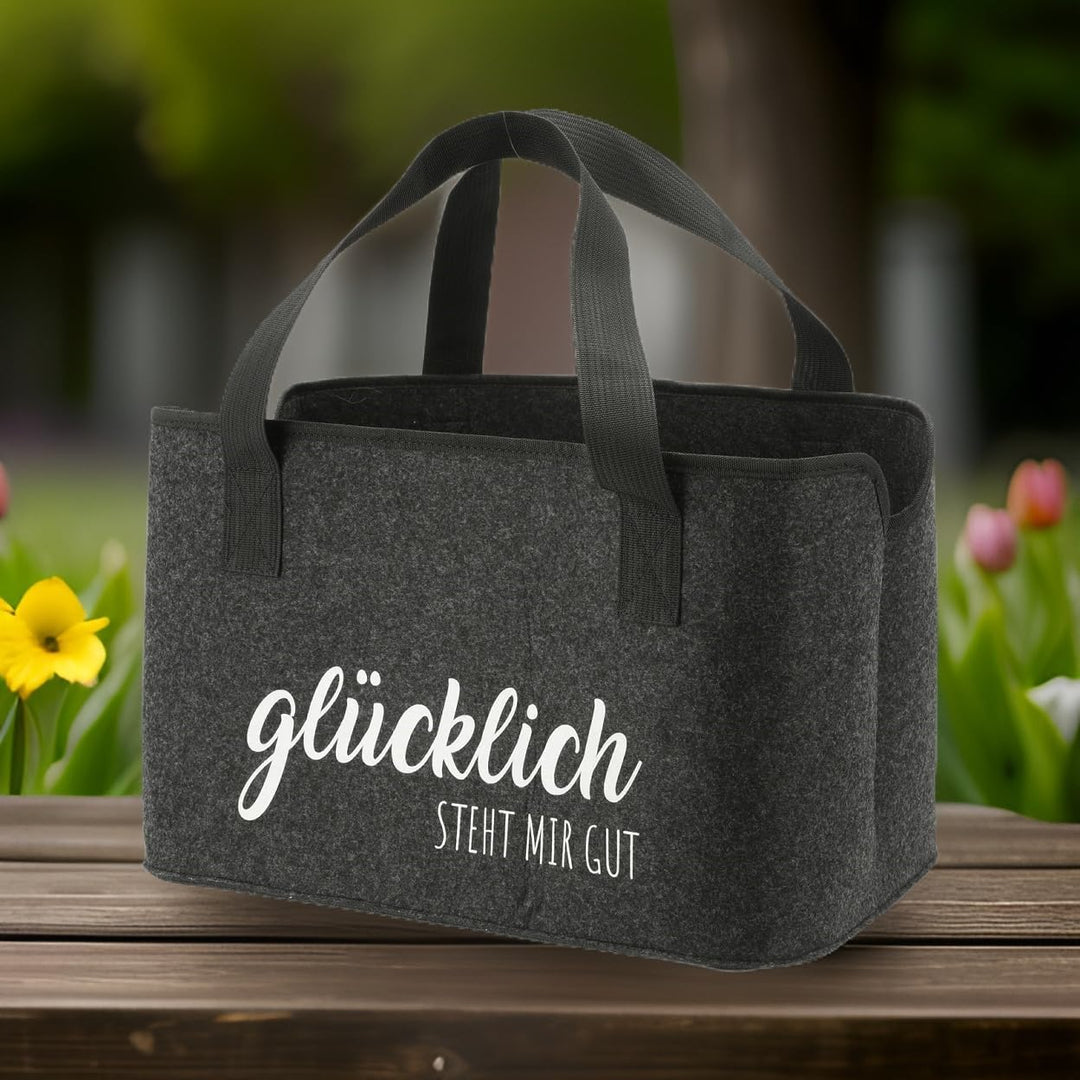 MC-Trend faltbare XL Filztasche mit lustigen Sprüchen aus 3 mm starkem Filz praktische Tasche zum Ei