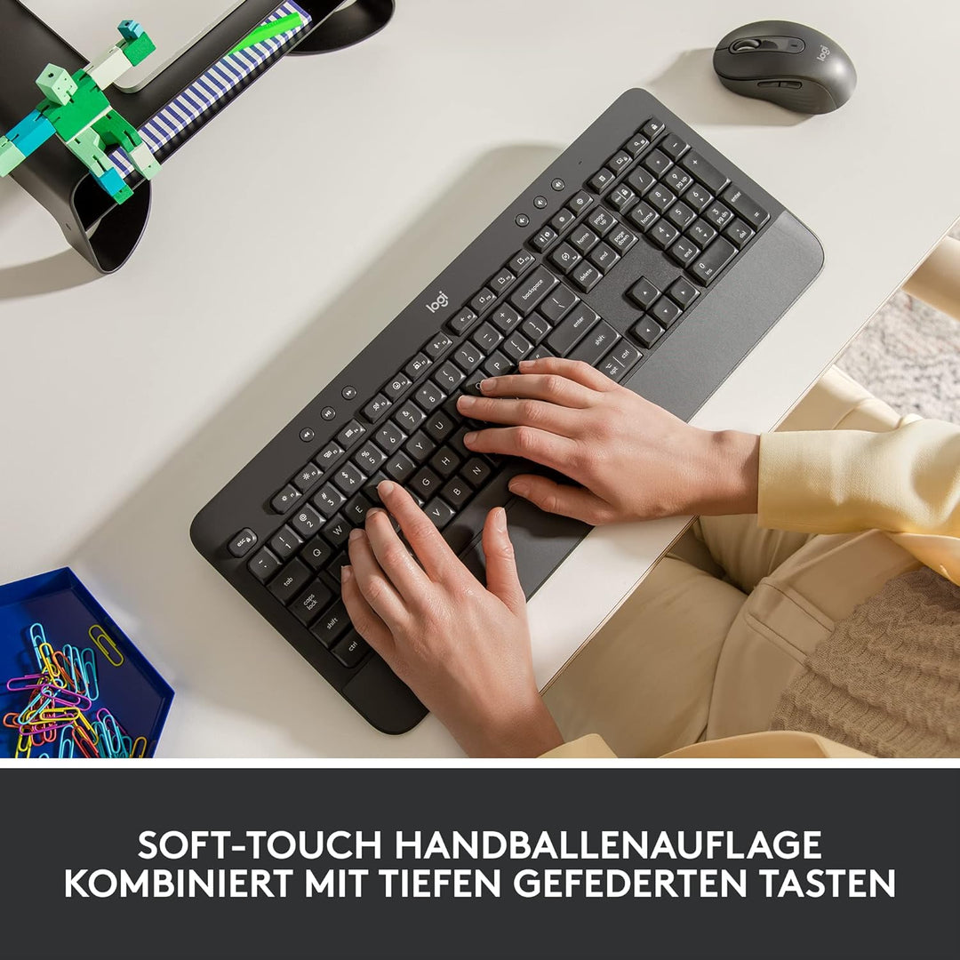 Logitech Signature K650 Comfort kabellose Tastatur mit Handballenauflage, BLE Bluetooth/Logi Bolt US