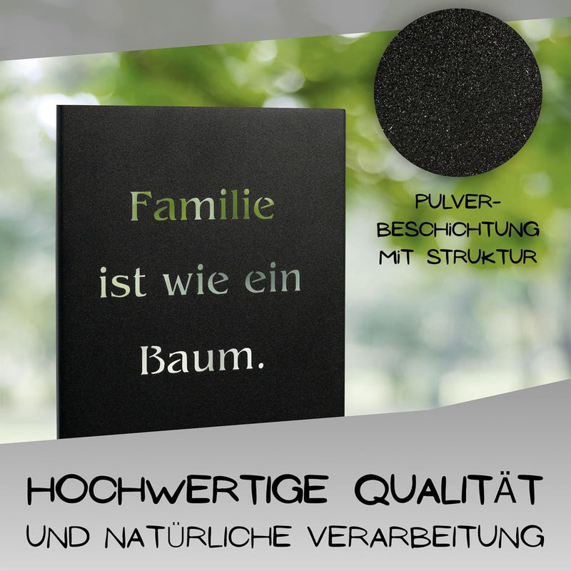 Rostikal Familie Spruchtafel 100 cm – Schwarzes Deko-Schild für Garten und Wohnzimmer aus Metall mit